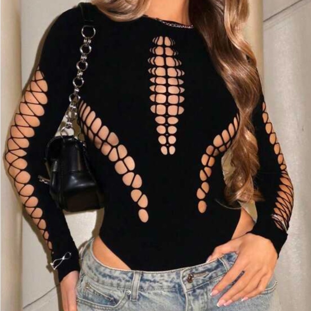 SHEIN one piece black bodysuit
